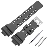 16mm rubber watch band strap fit for casio g shock replacement black waterproof watchbands accessories