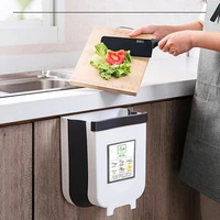 creative kitchen trash can cabinet door wall hanging folding bucket garbage bin container for kitchen bathroom