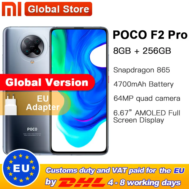 Глобальная версия смартфона Xiaomi POCO F2 Pro 8 Гб 256 ГБ Qualcomm Snapdragon 865 64MP Quad Rear Camera 6 67 &quot20