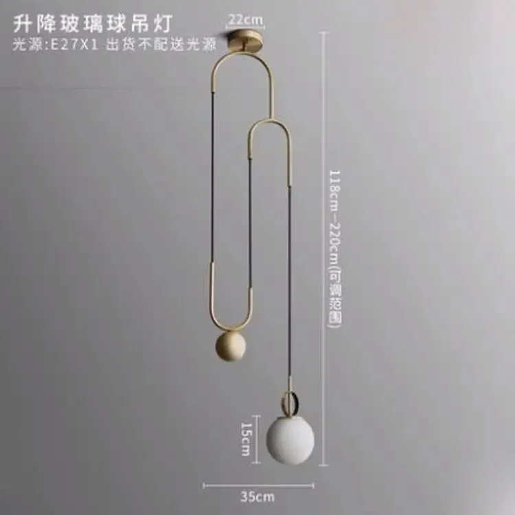 

American Post modern Electroplating bronze Stretchable Glass pellet Chandelier Bedroom machine head Living room Coffee shop