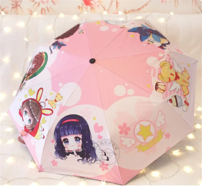 Зонт женский солнцезащитный складной с принтом Сакура зонтик солнечным дождем и