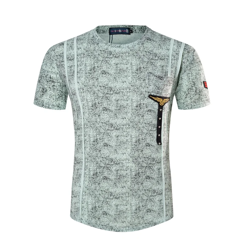 

Mens Hip Hop T Shirts Wings Rivet Short Sleeve Casual Tee Tops Male Clothings