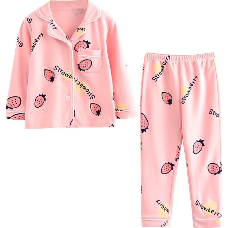 

2 Piece/set Children Cartoon Pajamas Girls Long Sleeve Tops Pants Suit Sleepwear Soft Cotton Nightwear Girls Home Sleep Clothes