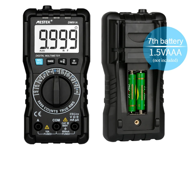 MESTEK DM91A мини-мультиметр, цифровой мультиметр, 9999 отсчетов, Автоматический диапазон напряжения, амперметр, метр, мультиметр, мультитестер