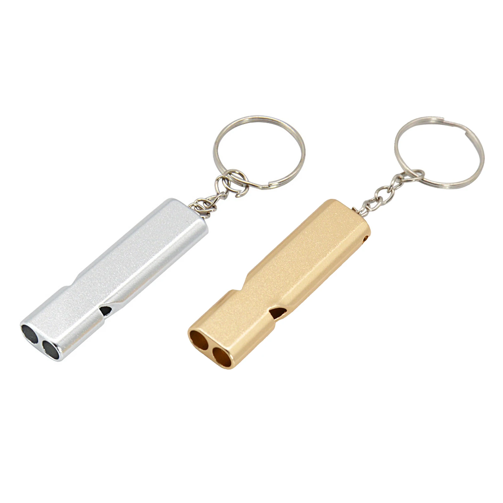 

2 Pcs Emergency Survival Whistles Metal Double Tubes Reused Referee es