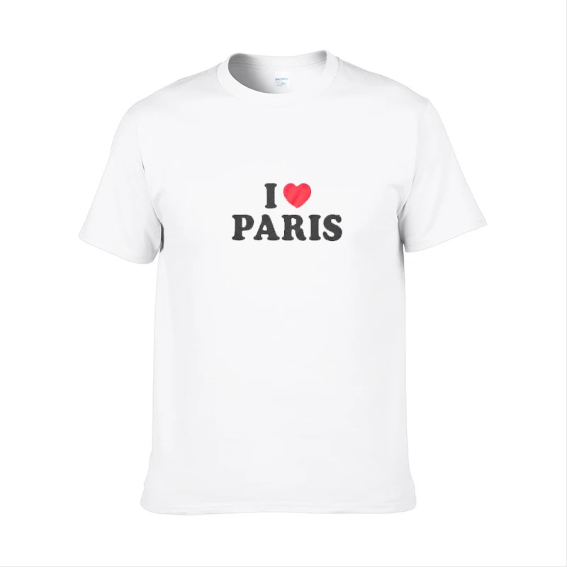 

I love Paris Men WOmen Clothing O-Neck Cotton Men's T-shirt Men's Leisure Shirts One Piece Harajuku t shirt Plus Size Streetwea