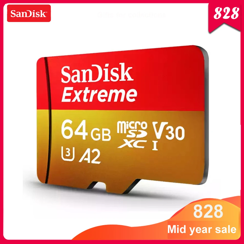 Карта памяти SanDisk Extreme Micro SD 128 ГБ 64 32 microSDHC/microSDXC U3 скорость чтения до 160 МБ/с./с UHD 3D 4K