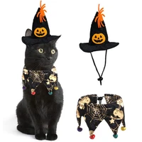 halloween cosplay cat accessories cat costumes pet products funny costume cat clothes cute pumpkin hat skull collar set