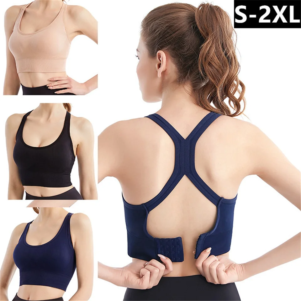 

Women Shockproof Gathered Gym Running Sports Bra Breathable Fitness Yoga Underwear Seamless Hollow Back Push Up Crop Top