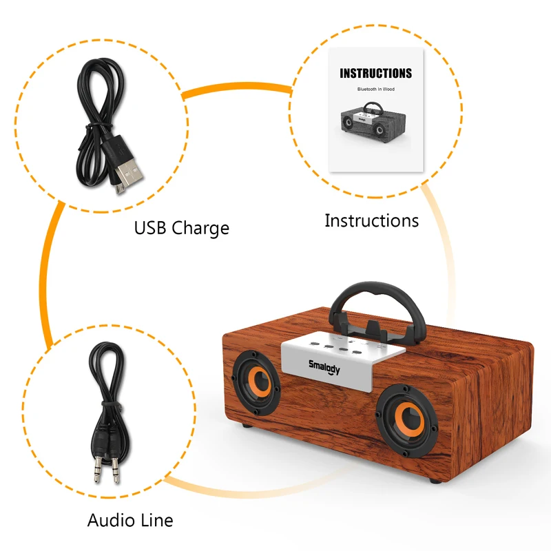 

30W High Power Bass 5.0 Bluetooth Speaker Portable Wooden Wireless Speaker Stereo Outdoor Subwoofer Mobile Phone Tablet