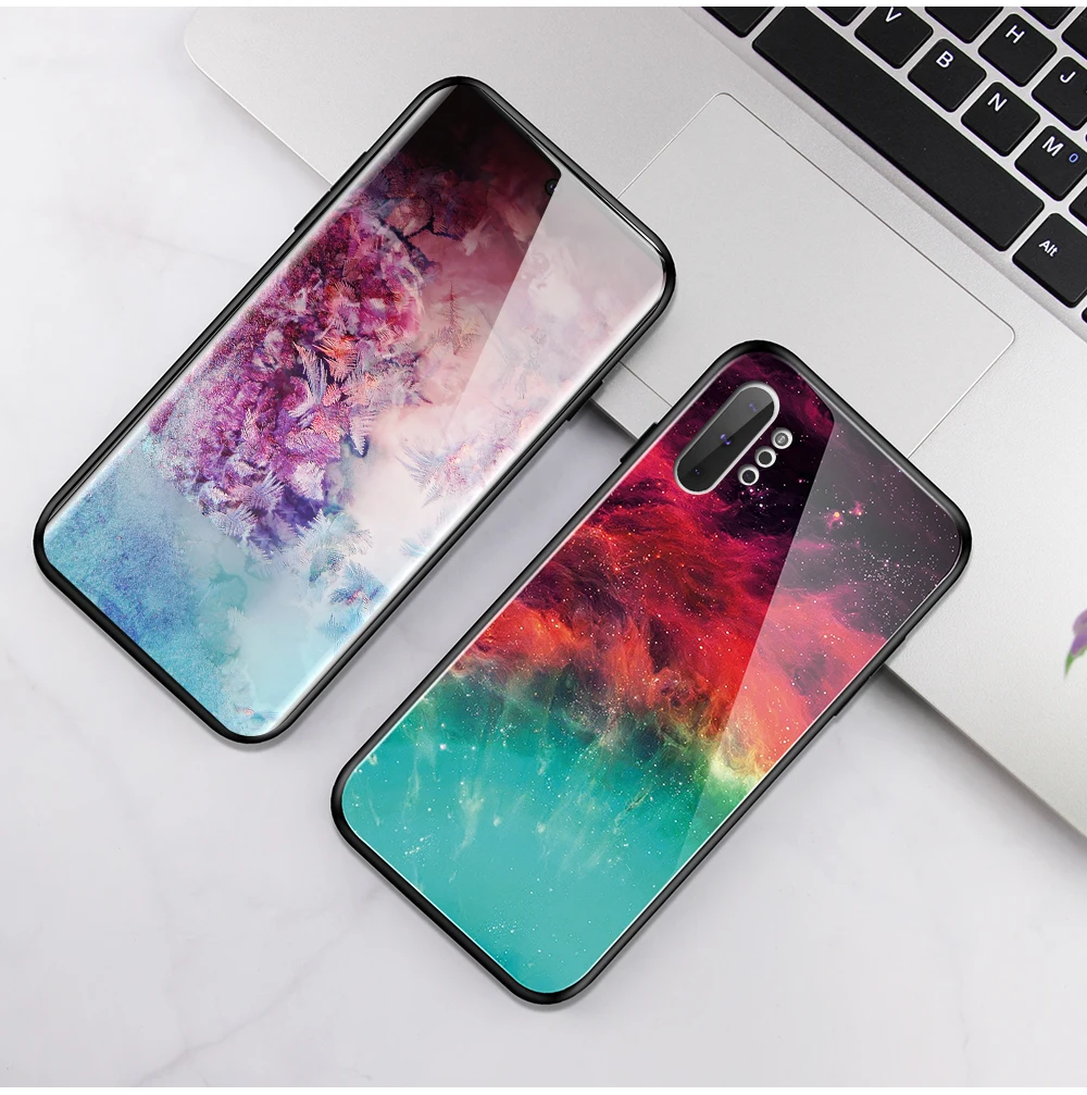Для samsung Galaxy Note 10 + жесткий чехол для телефона стеклянная крышка мраморная