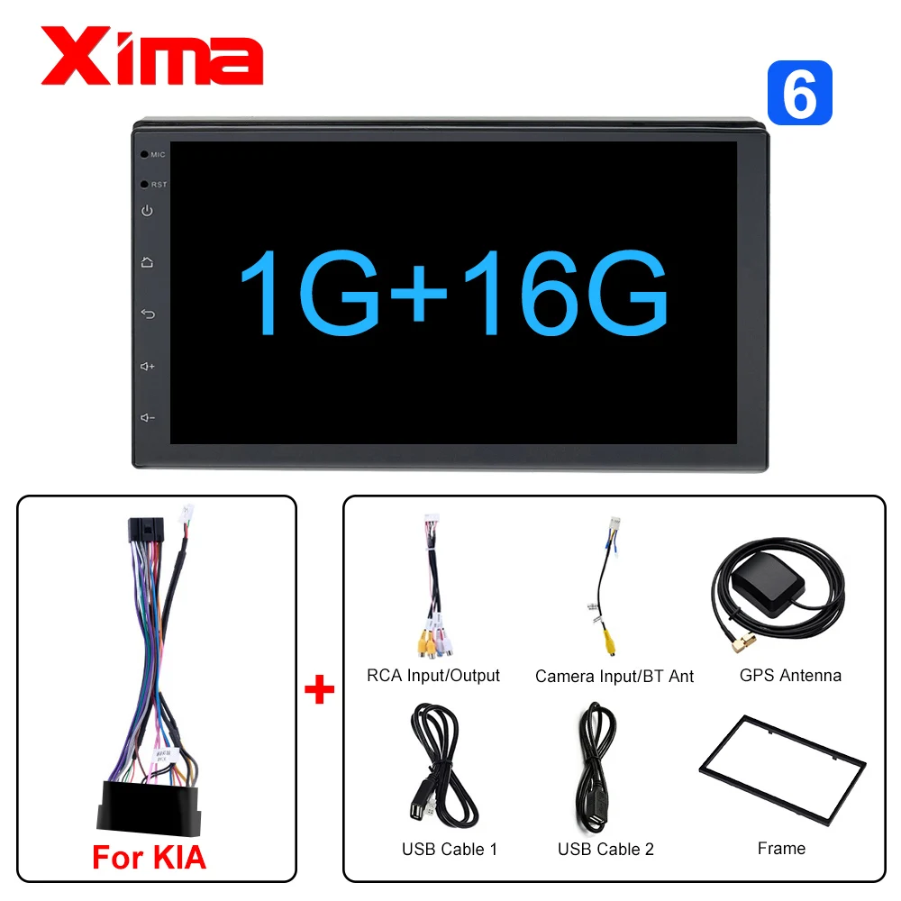 728-16-KIA XIMA Android9.0 2Din Car Radio Multimedia Player " Universal RAM2G GPS Navigation Audio Player For Nissan Toyota Hyundai Polo - Цвет: 728-16-KIA