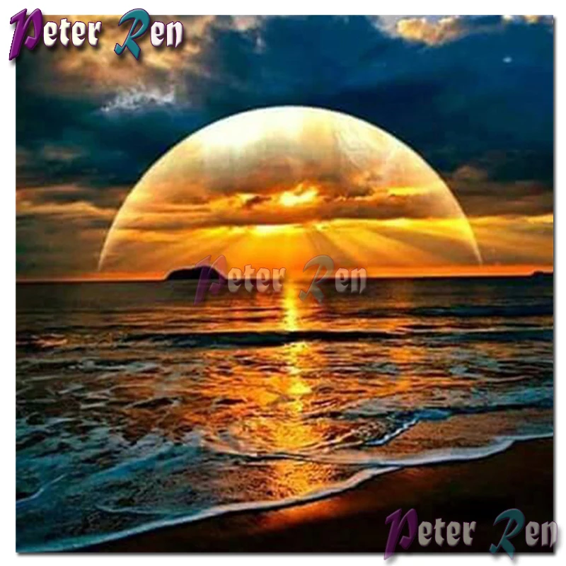 

5d DIY Scenic seaside sunrise Diamond Painting Cross Stitch Home Decoration Mosaic Round or Square Embroidery Pictures