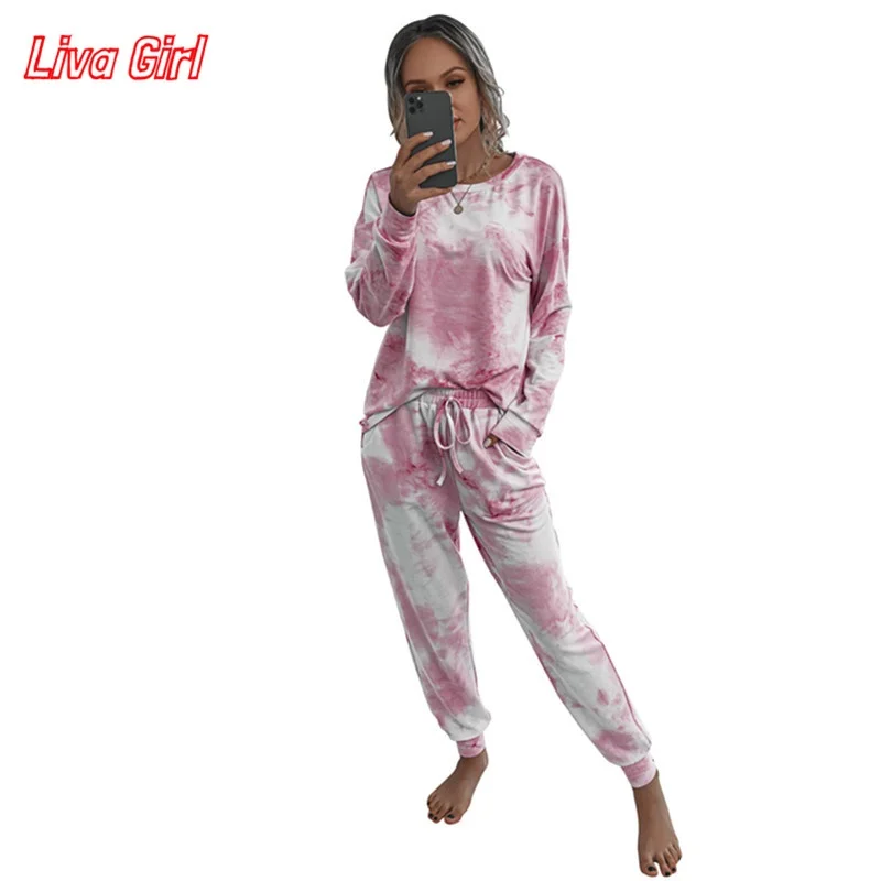 Базовая футболка с принтом в виде галстука-красителя длинный комплект из двух