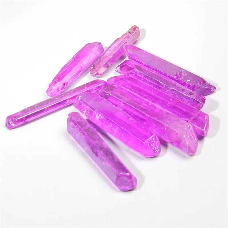 40 мм 10 шт. необработанный фиолетовый Кварцевый Кристалл Топ пробуренные