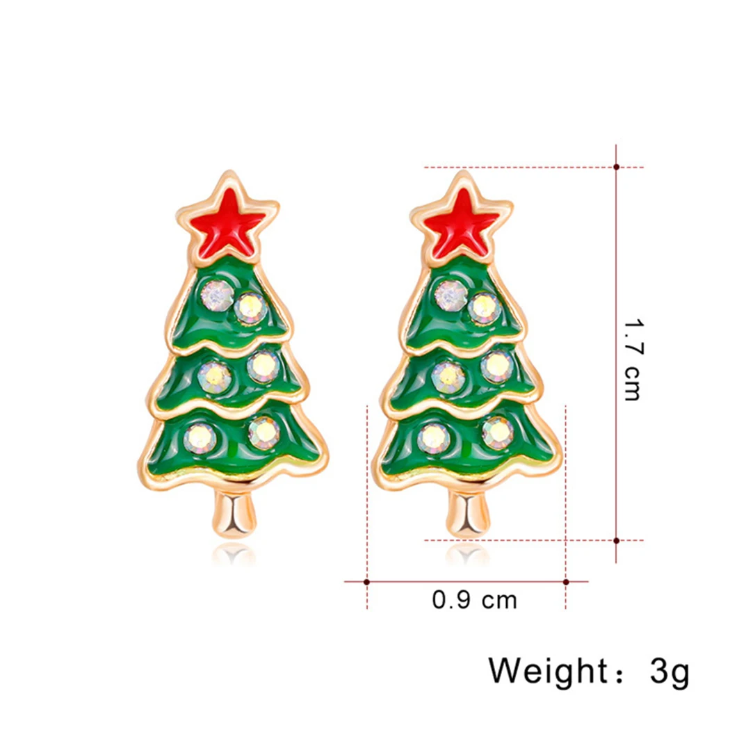 Рождественские серьги гвоздики со стразами в форме звезды и дерева аксессуары