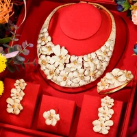 kellybola 2022 new fashion luxury flowers zirconia necklace ring bracelet earrings women wedding dubai india africa jewelry set