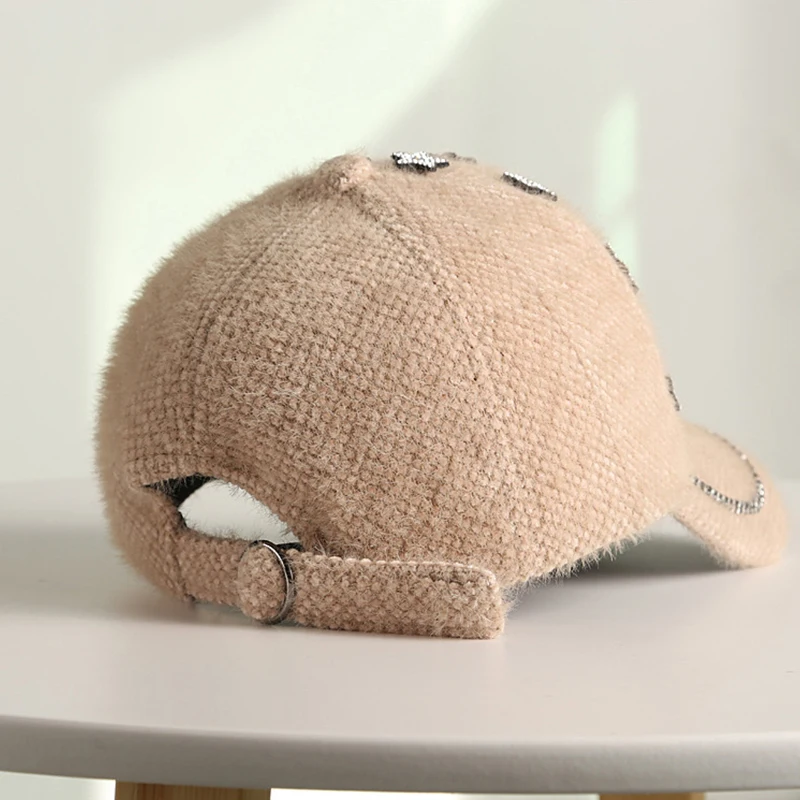 

New Design Autumn Winter Wool Plush Woman Youth Popular Five-Pointed Star Outing Casual Street Trend Fashion Skull Baseball Cap