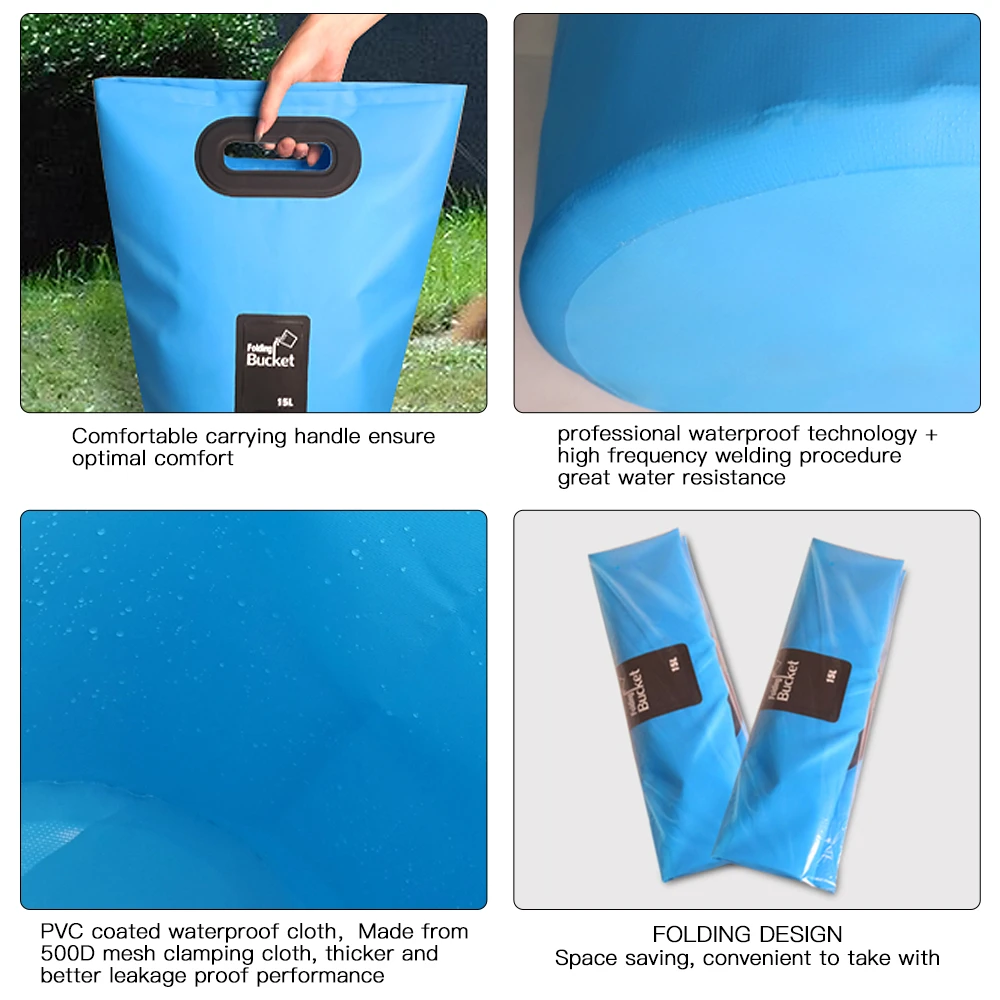 

20L/15L Folding Bucket Outdoor Waterproof Pouch Dry Bag Large Capacity Dry Sack Lightweight Camping Gear Bag Portable Bucket Bag
