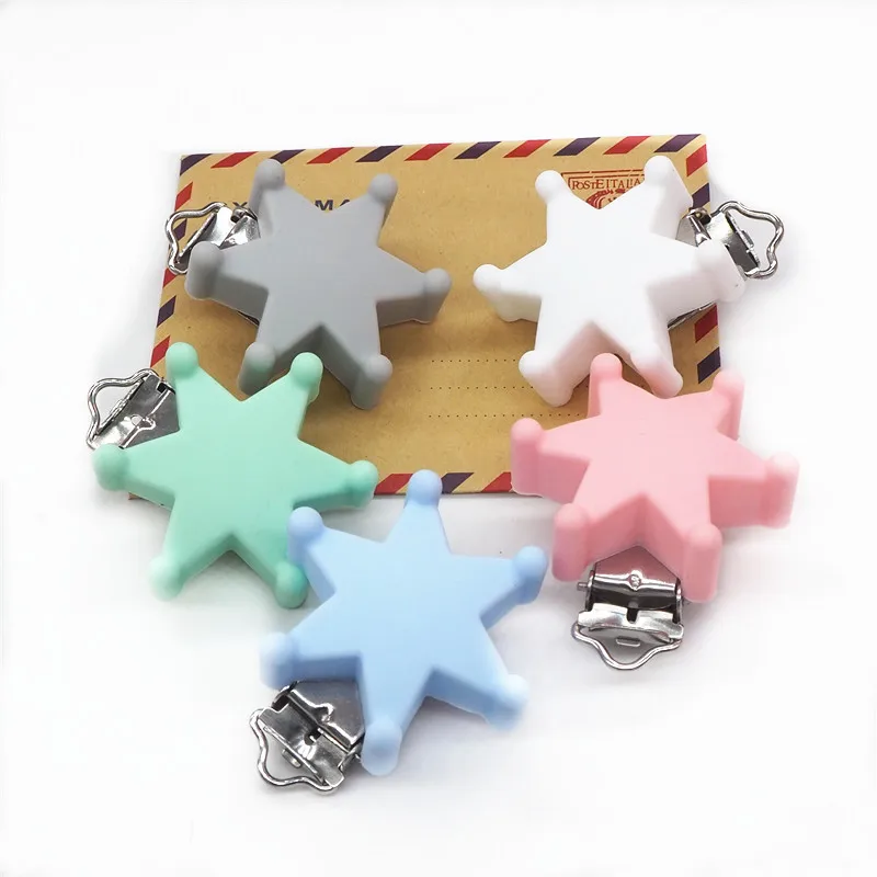 star Chenkai 10 шт. силиконовая цепочка для прорезывателя с Микки клипспесификатором, держатель для прорезывателя, зажимы DIY, Детская мышь, животное, для кормления, прорезыватель, игрушка, зажим - Цвет: star
