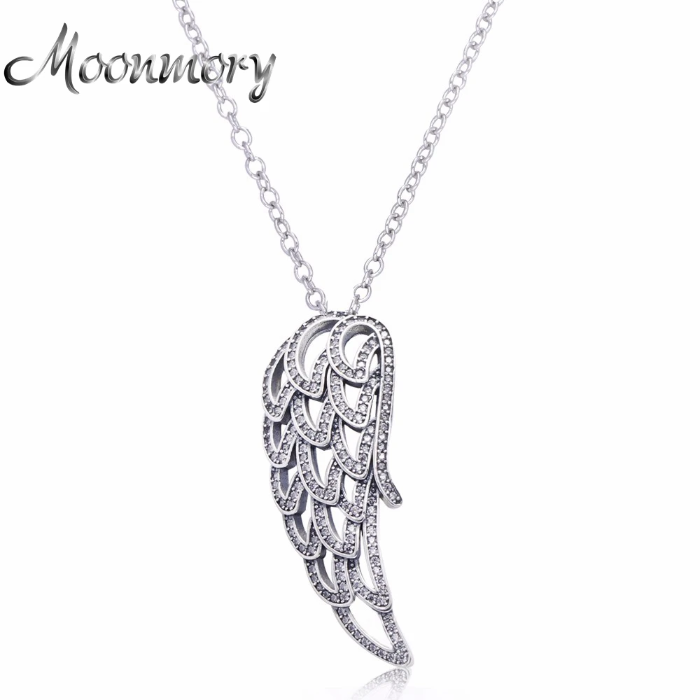 Moonmory европейский стиль Крыло ангела ожерелье подлинное серебро 925 пробы подвеска