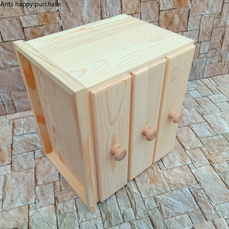 Ящик для хранения из твердой древесины настольный домашний деревянный