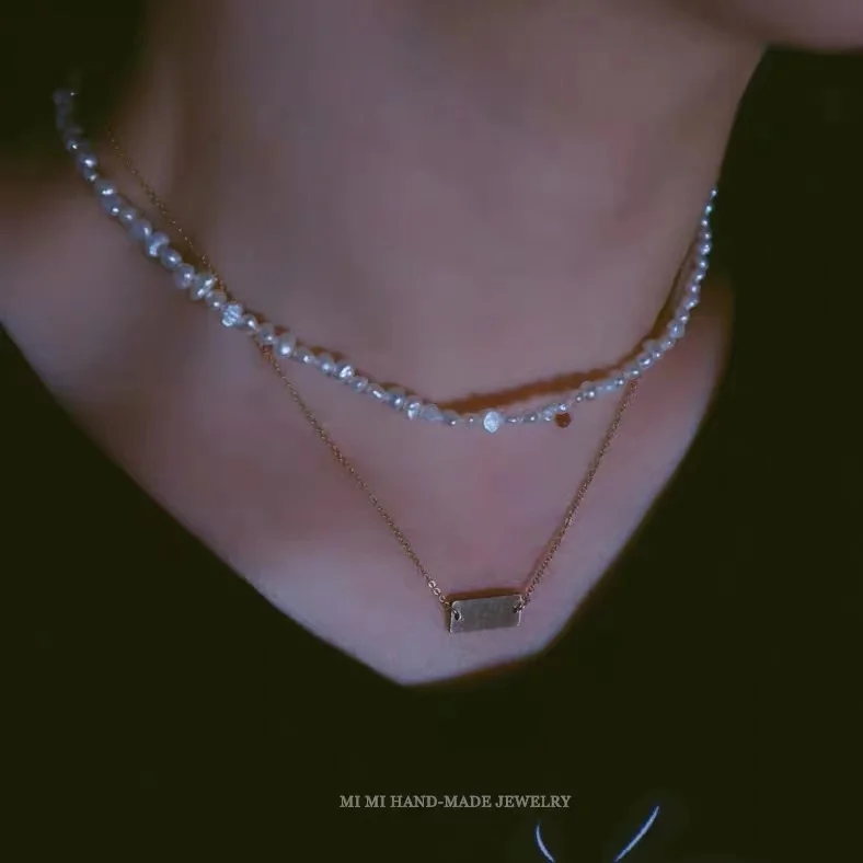 AAAAA ожерелье из натуральной пресноводный барочный жемчуг цепи до ключицы 3 4 мм