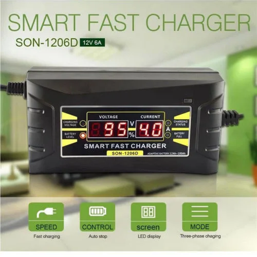 Full Automatic Smart Fast Battery Charger  12V 6A Smart Fast Lead-acid Battery Charger for Car Motorcycle LCD Display EU/US