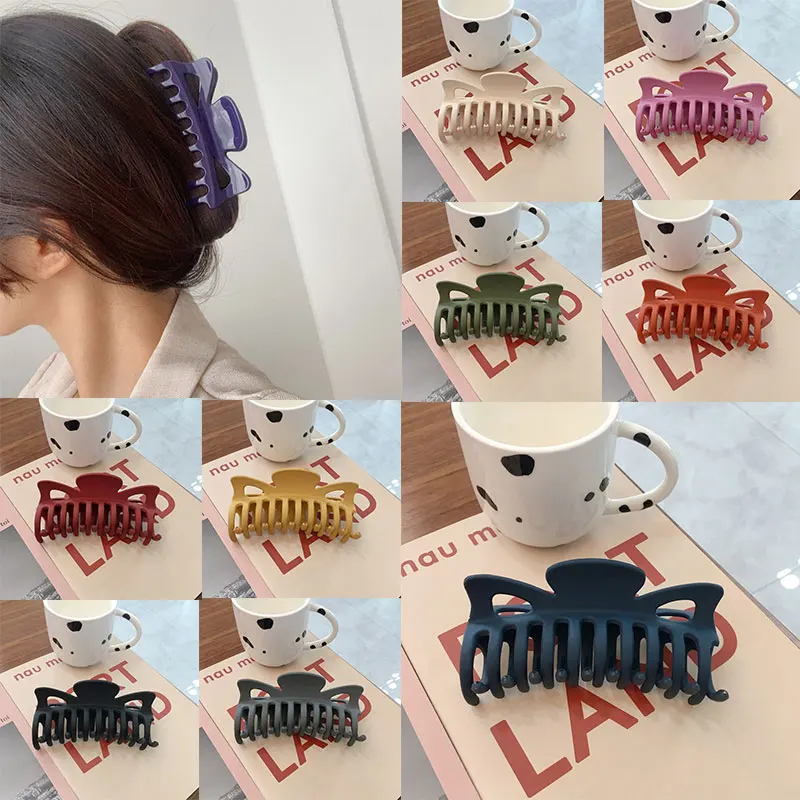 

Frosted Acetic Acid Hair Clip Oversized Hair Claws Geometric Acrylic Hollow Out Barrettes Matte Butterfly Shape Hairpins