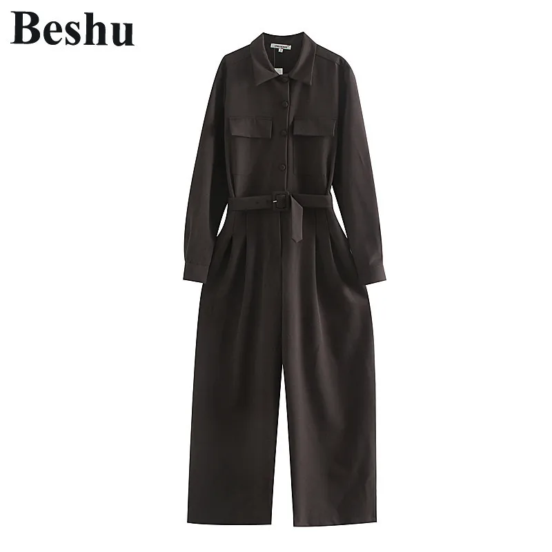 

za 2019 jumpsuit women longsleeve formal jumpsuit black pocket decoraction casual chic winter jumpsuit