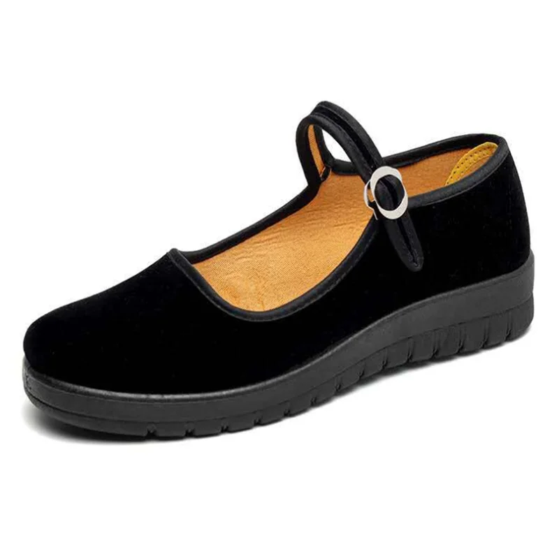 

Black generation old Beijing cloth shoes women's shoes hotel supermarket work single shoes flat soft bottom square dance shoes16