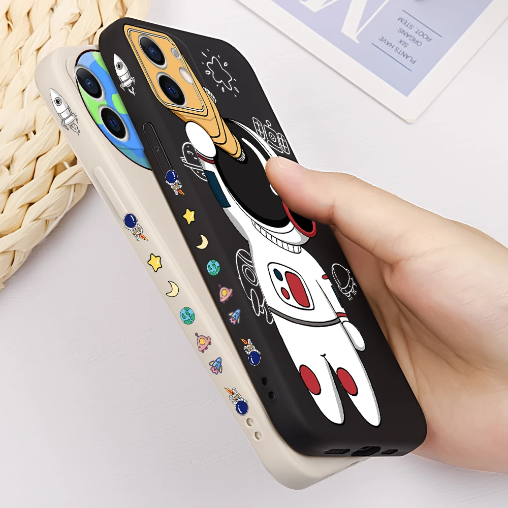 Space Astronaut Telescope Phone Case For iPhone 13 12 11 Pro Max Mini XS X XR 7 8 6 6s Plus Luxury Liquid Silicone Covers | Мобильные