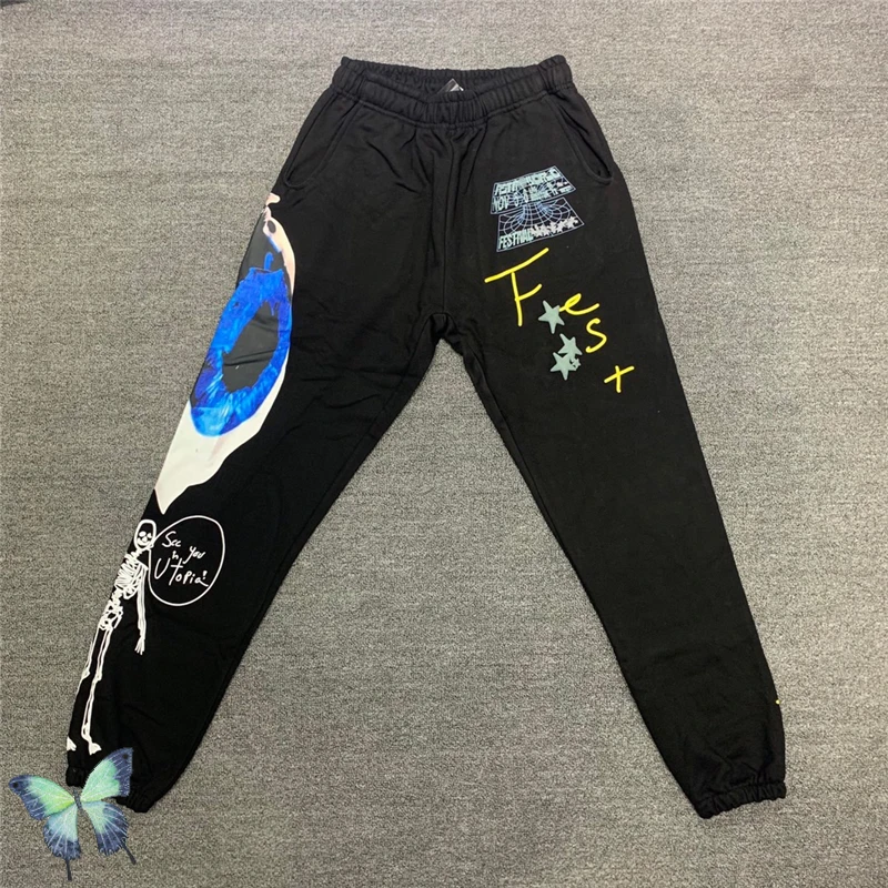 

Men Women High Quality Graffiti Trousers Pants Travis Scott Cactus Jack Jogging Sweatpants