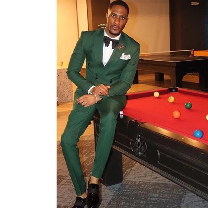 Peak Lapel Groom Tuxedos 2 Pcs Male Fashion Wedding Jacket With Pants African Costume