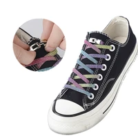 1 pair no tie shoelaces flat elastic shoe laces suitable for all kinds of shoes child adult lazy shoe lace metal cross lock