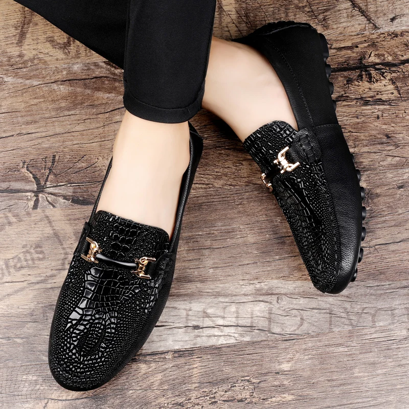 

Top Cow Leather Shoes For Men Genuine Flat Loafer Luxury Brand Handmade Lazy Driving Shoes Loafer Boat 2021