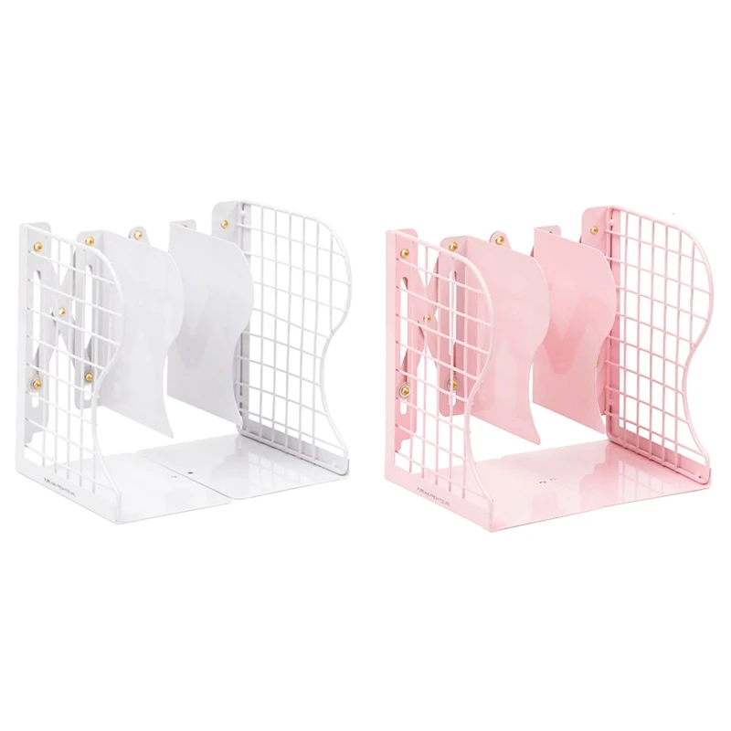 

Grid Metal Adjustable Reading Book Bookends Stand Holder Bookshelf Document Magazine Organizer Holder