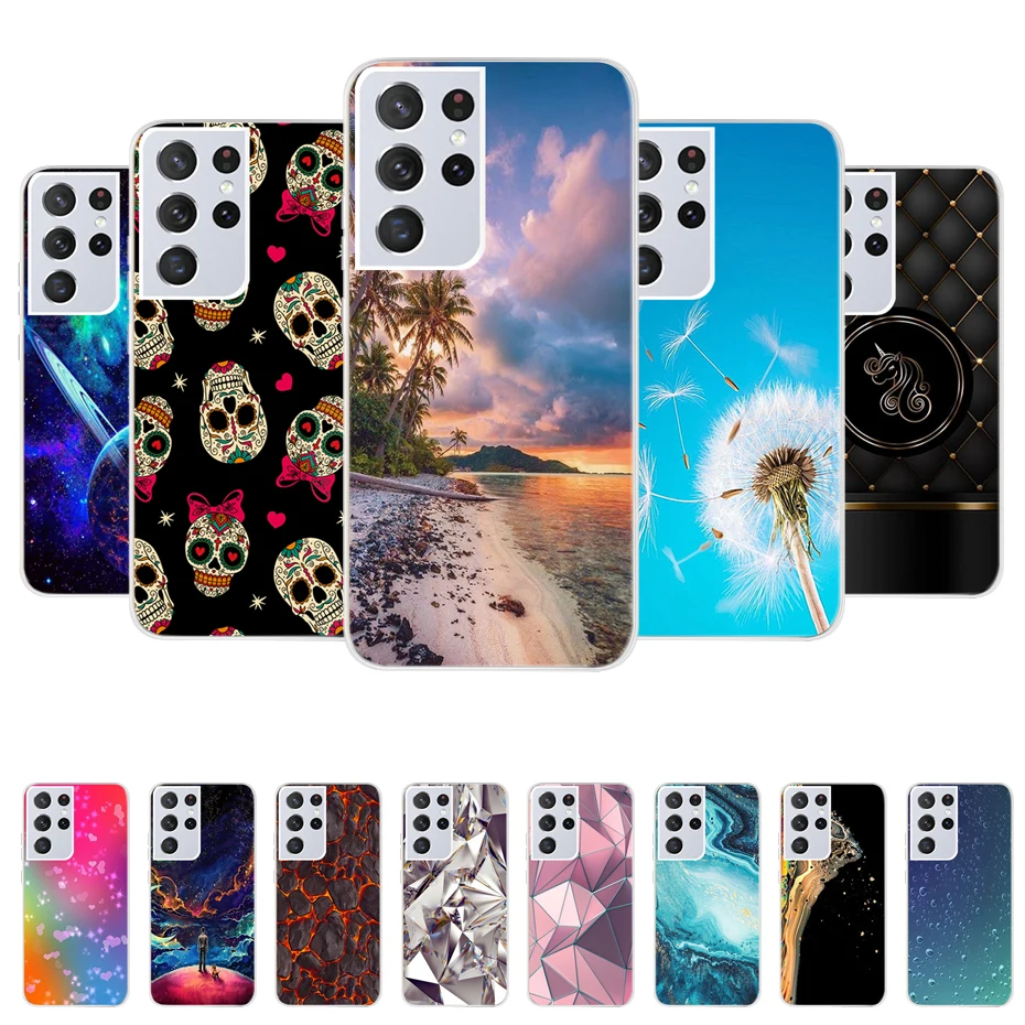 Силиконовый чехол для Sasmung Galaxy S21 Ultra 5G S21 + S21, чехол для телефона, прозрачный мягкий чехол из ТПУ с рисунком для Samsung S21 Plus S 21, чехол