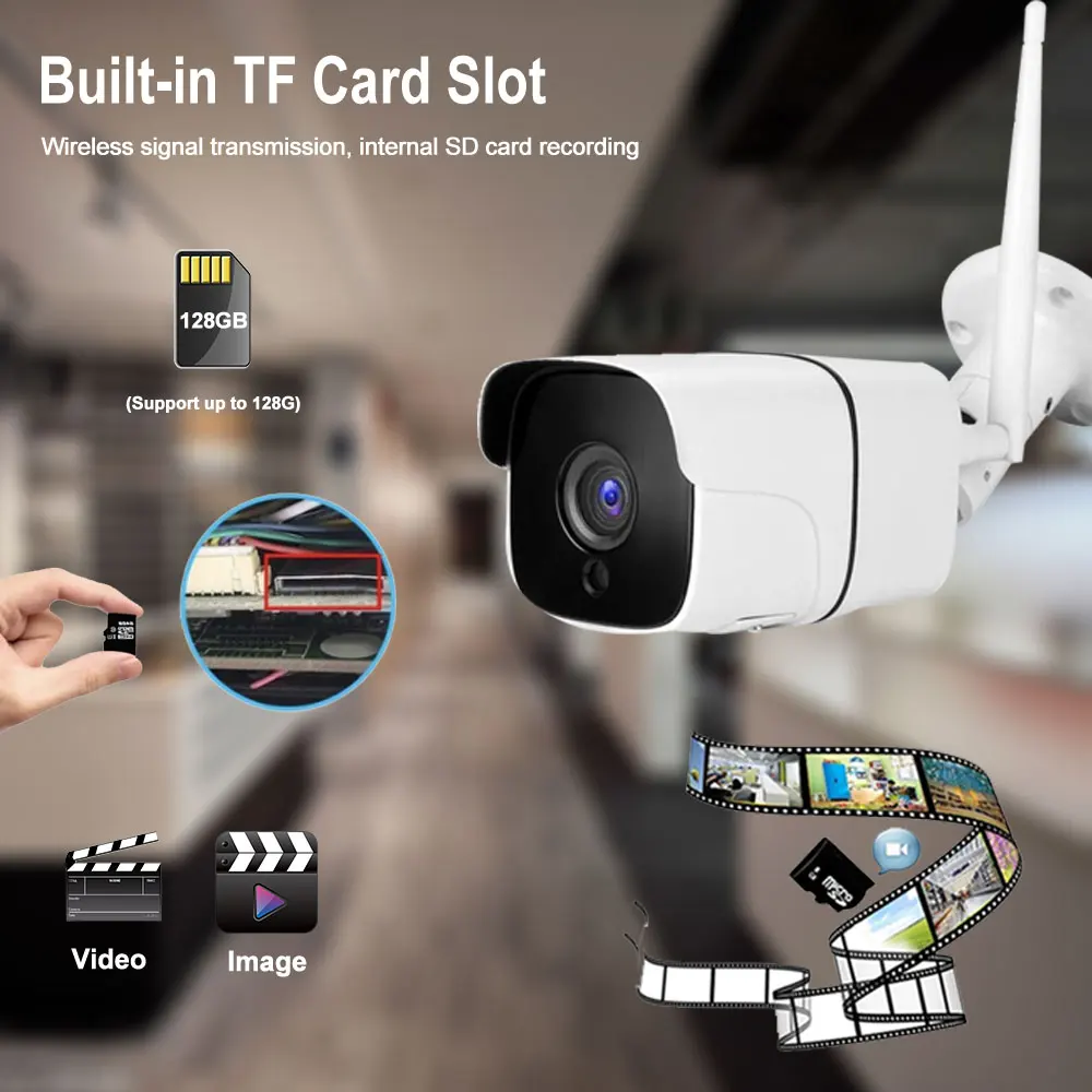 2MP IP66 наружная цилиндрическая камера Camhi Wifi 1080P ONVIF Беспроводная Проводная ip-камера SD 128G максимальная длина 3 м шнур питания аудио мониторинг