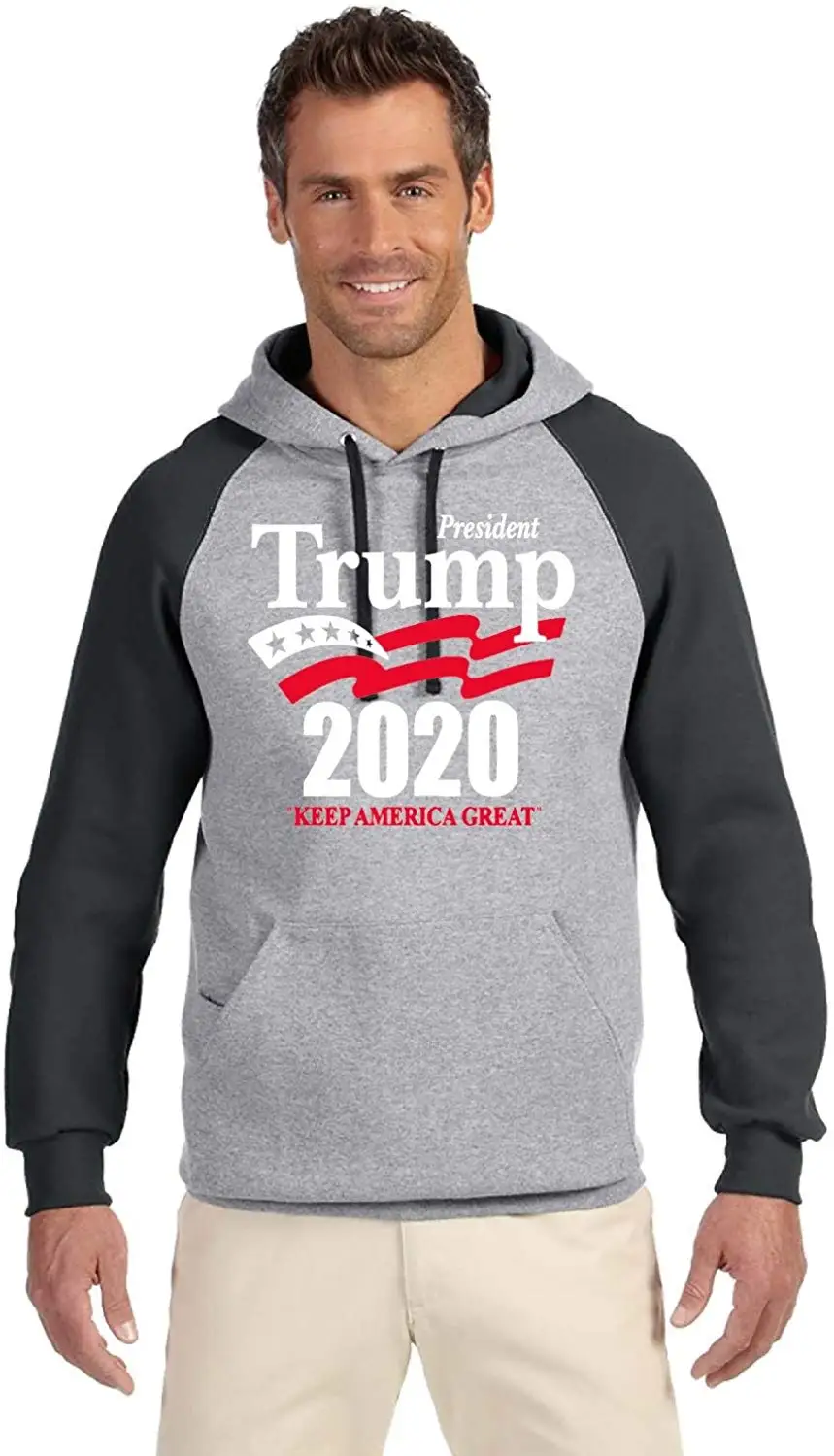 TSDFC Keep America Great | Trump 2020 Мужская Двухцветная Толстовка с капюшоном принтом