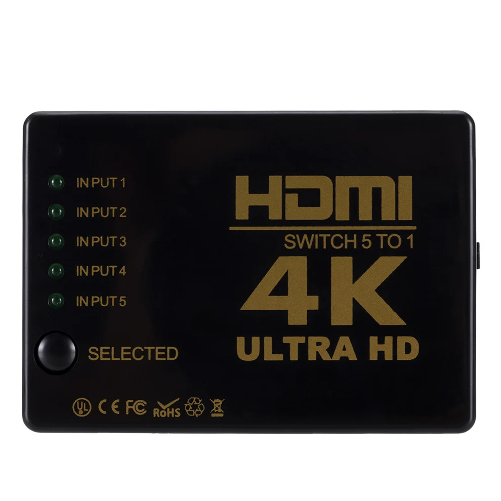 LccKaa мини Коммутатор HDMI 4K HD1080P 5 Порты переключатель разветвитель с концентратором