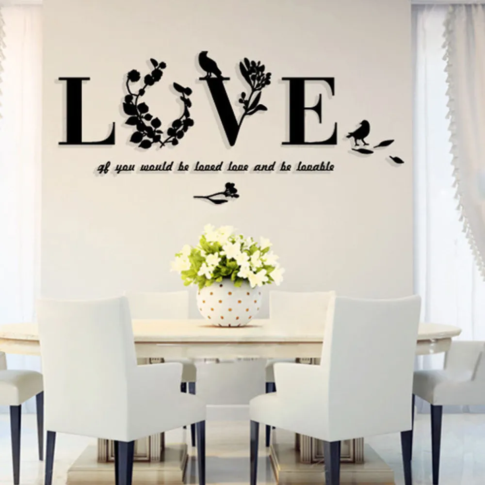 3D Трехмерные настенные наклейки LOVE акриловые горизонтальные супер маленькие на