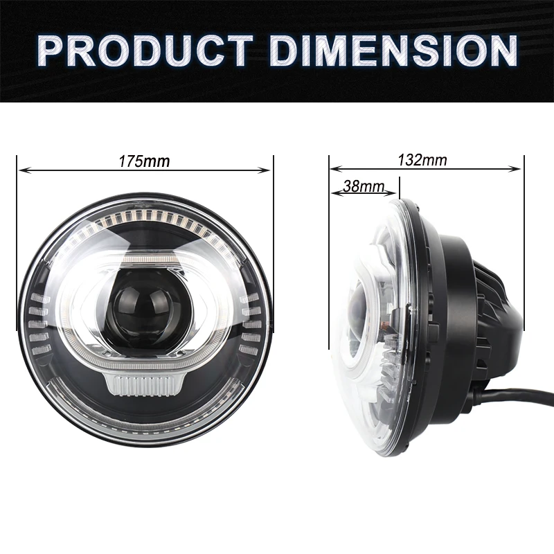 For Jeep Wrangler JK 7inch RGB LED Headlights with Amber Turn Signal Bluetooth control Lights Controlled Halo Ring . | Автомобили и