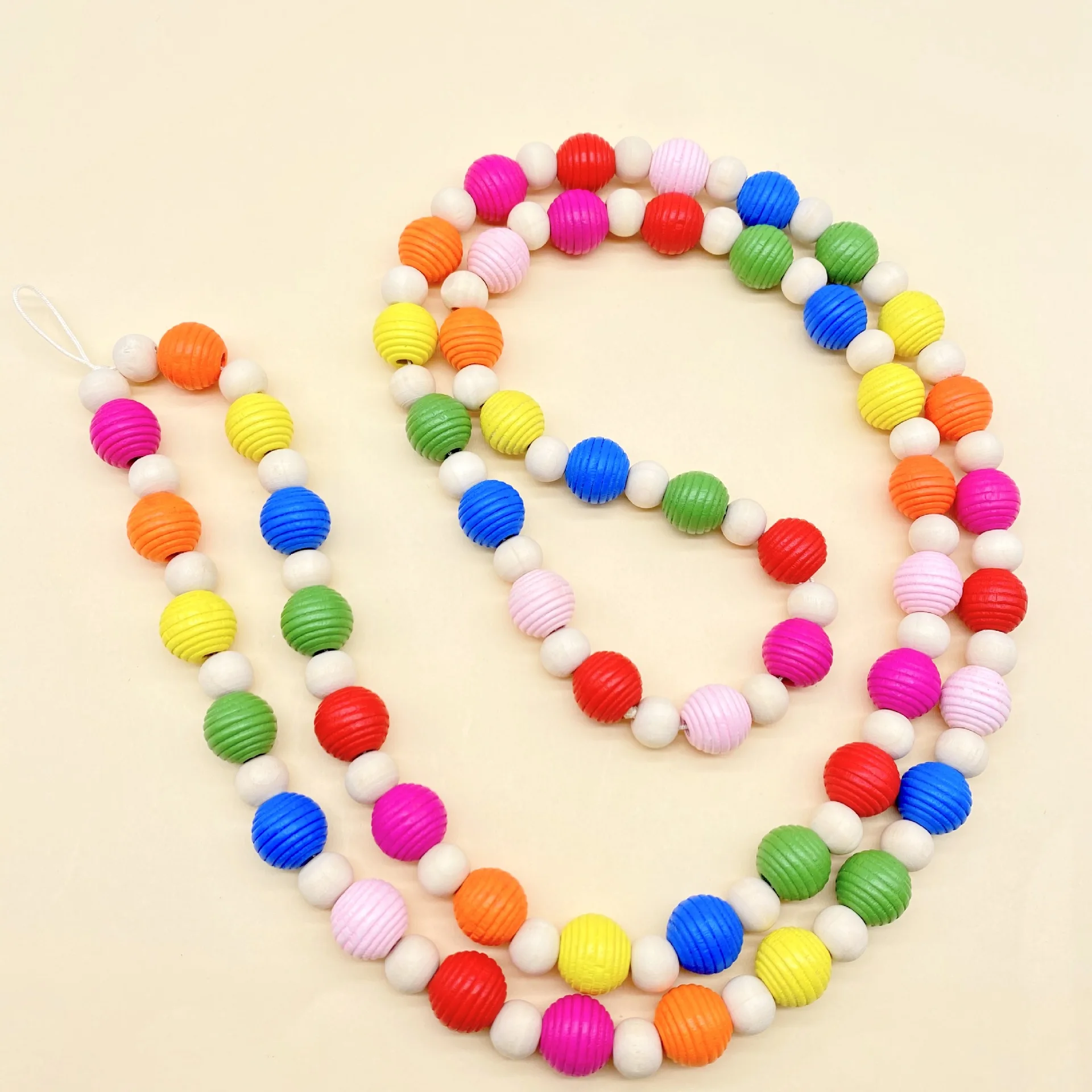

Colorful Wooden Beads Mobile Phone Chain with White Beads Korean Fashion 2021 Trend Strap Lanyard Rope