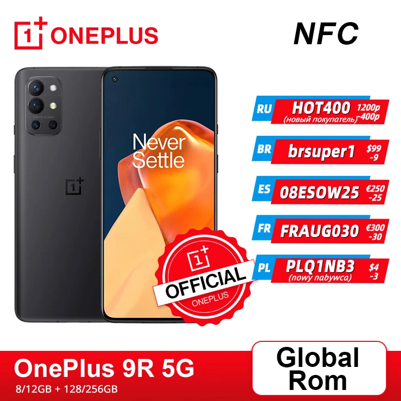 Global Rom OnePlus 9R 9 R 5G Smartphone 8GB 128GB Snapdragon 870 120Hz AMOLED Display 65W Warp 48MP Quad OnePlus Official Store