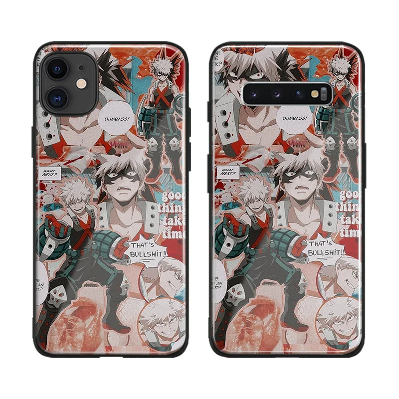 bakugou katsuki my hero academia cover for iphone se 6s 7 8 x xr xs 11 pro max samsung s note 10 20 plus glass phone case shell free global shipping