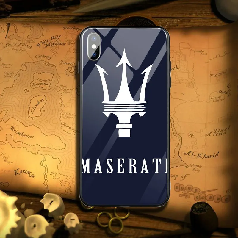 Image 4 Популярные Чехлы Maserati с логотипом автомобиля из закаленного стекла для iPhone 5 5S SE 6 6s Plus 7 8 Plus X XR XS Max Capa Coque Funda - Цвет: Image 4