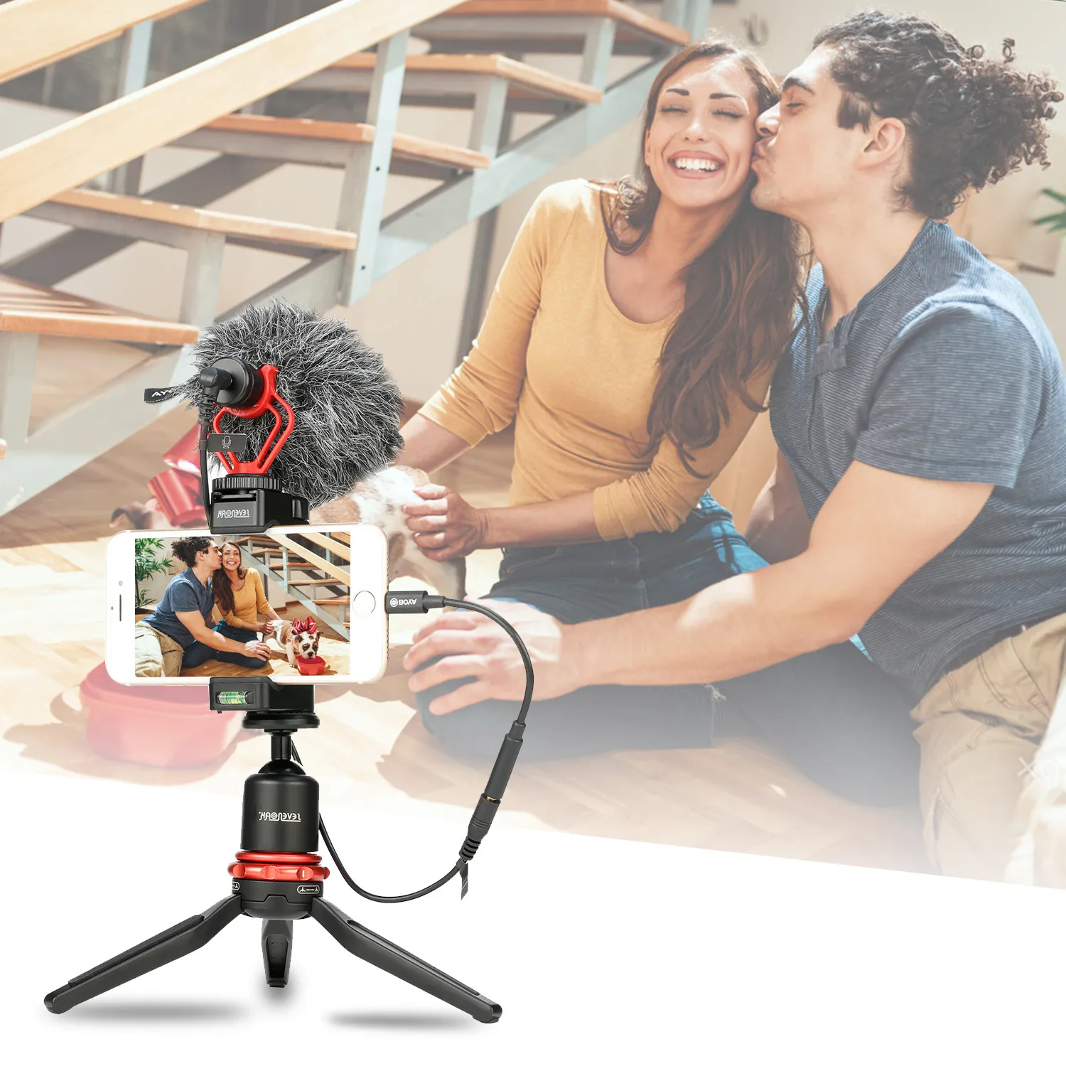 BOYA BY-K3 6cm Audio Adapter Cable 3.5mm TRRS Female to Apple MFi Certified Lightning for iPhone iPad iPod touch iOS devices