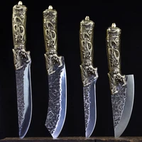 newest high carbon steel handmade viking knife sharp hunting outdoors light luxury kitchen knives set copper dragon decor handle