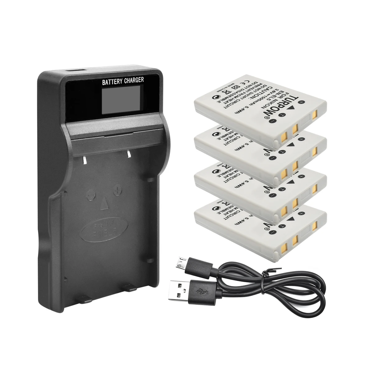 4X lcd Charger Turpow 1,5 мА/ч, EN-EL5 цифровой Камера Li-Ion Батарея+ ЖК-дисплей Зарядное устройство для цифровой камеры Nikon Coolpix P4 P80 P90 P100 P500 P510 P520 P530 P5000 P5100 - Цвет: 4X lcd Charger